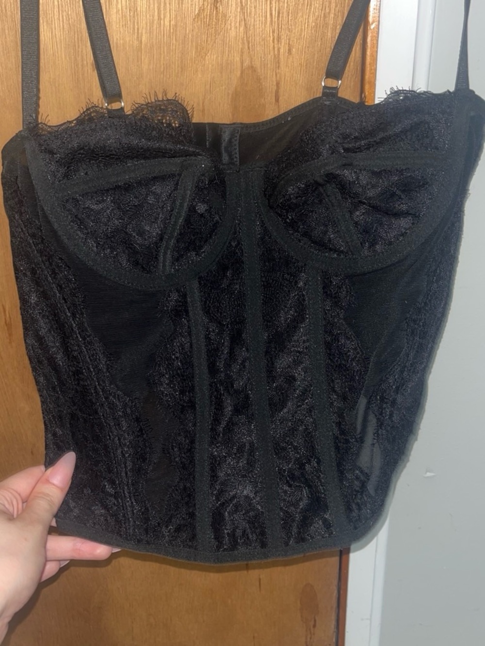 Lulu's Black Lace Corset Crop Bustier Top